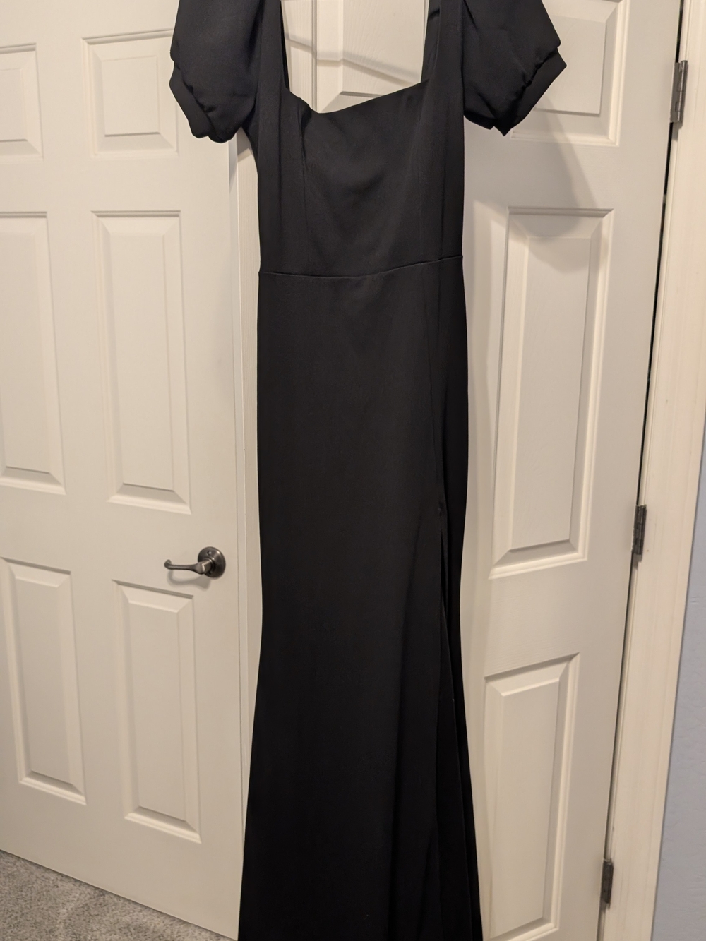 Windsor Black Square-Neck Maxi Dress with Puff Sleeves